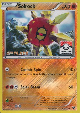 Solrock (64/146) (4th Place League Challenge Promo) [XY: Base Set] | Silver Goblin