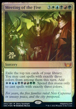 Meeting of the Five [Streets of New Capenna Prerelease Promos] | Silver Goblin