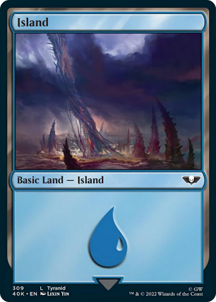 Island (309) (Surge Foil) [Warhammer 40,000] | Silver Goblin