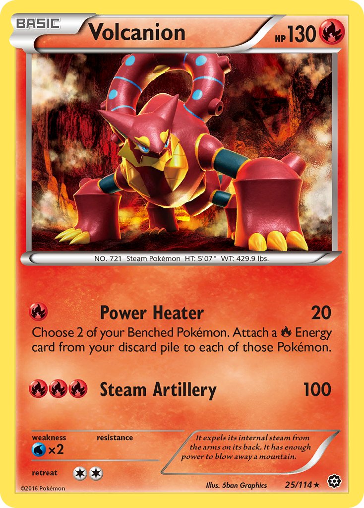 Volcanion (25/114) (Cracked Ice Holo) (Theme Deck Exclusive) [XY: Steam Siege] | Silver Goblin