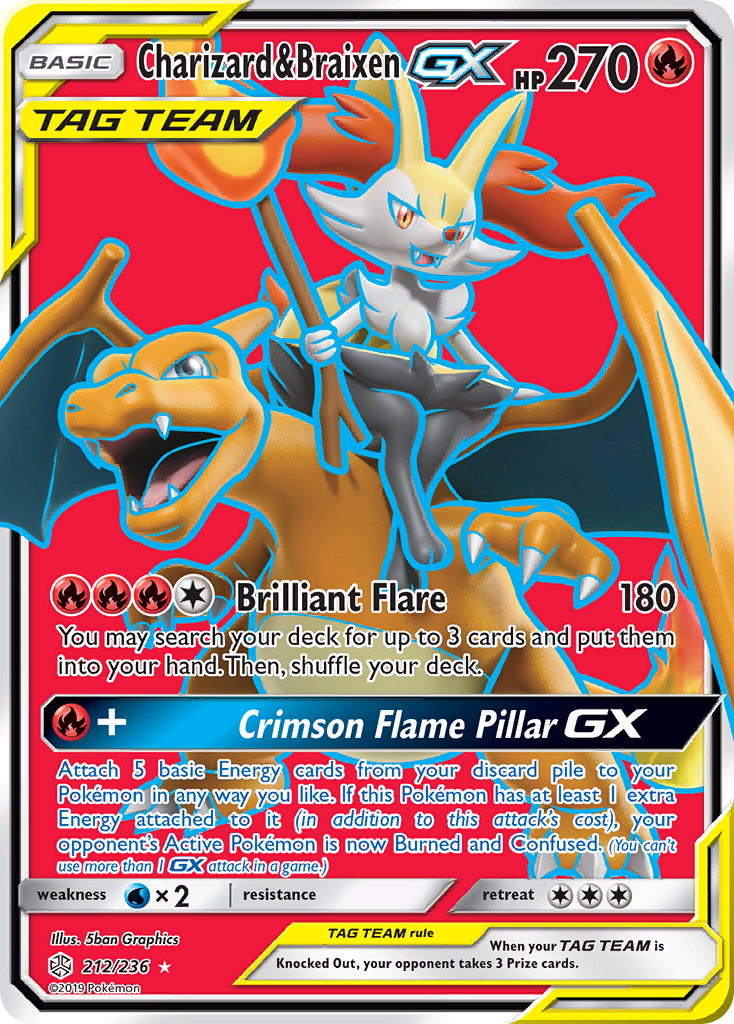 Charizard & Braixen GX (212/236) [Sun & Moon: Cosmic Eclipse] | Silver Goblin