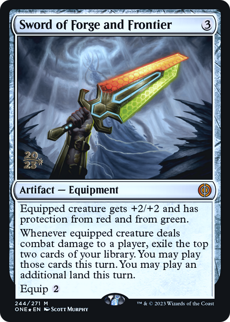 Sword of Forge and Frontier [Phyrexia: All Will Be One Prerelease Promos] | Silver Goblin