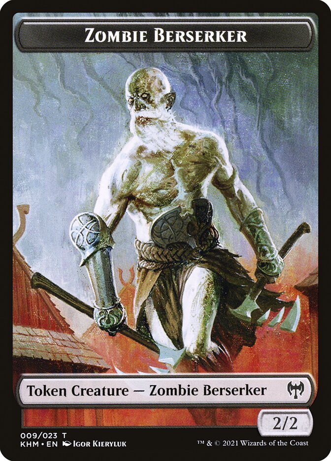 Elf Warrior // Zombie Berserker Double-Sided Token [Kaldheim Tokens] | Silver Goblin