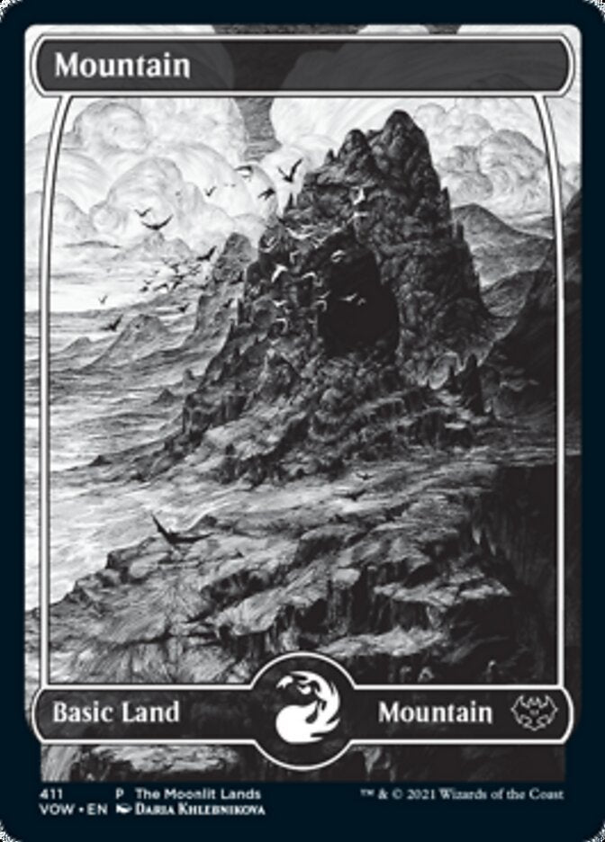Mountain (The Moonlit Lands) (Foil Etched) [Innistrad: Crimson Vow Promos] | Silver Goblin