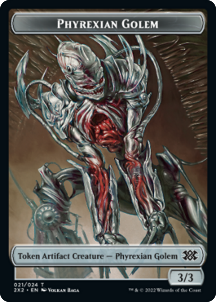 Drake // Phyrexian Golem Double-Sided Token [Double Masters 2022 Tokens] | Silver Goblin