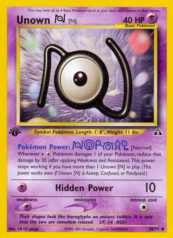 Unown [N] (50/75) [Neo Discovery 1st Edition] | Silver Goblin
