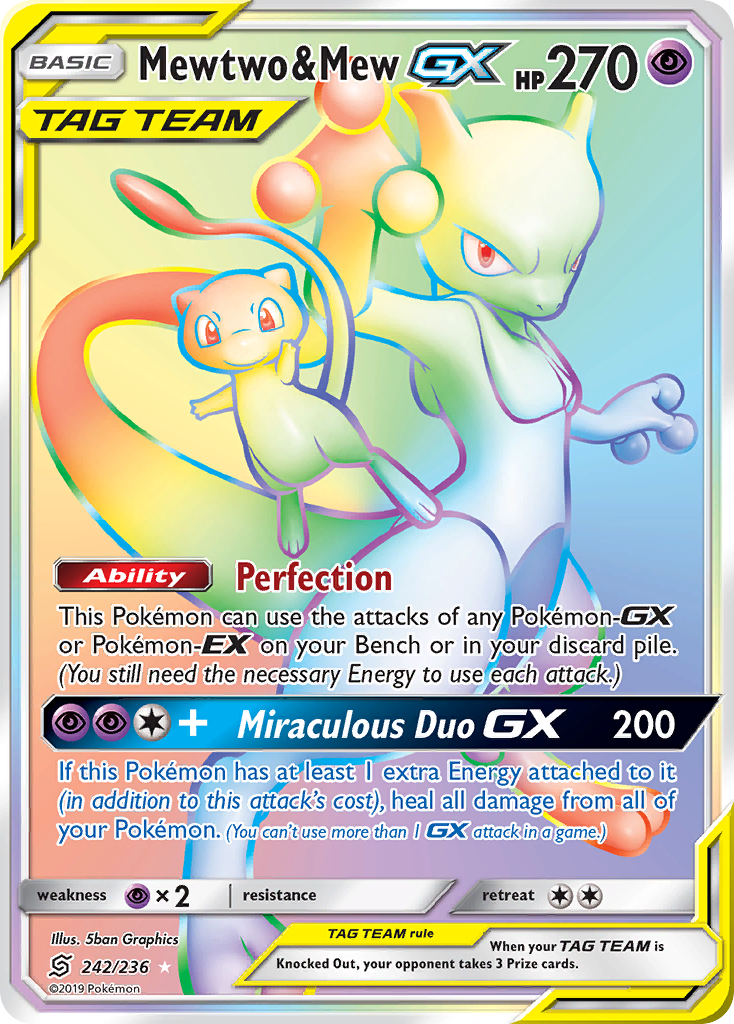 Mewtwo & Mew GX (242/236) [Sun & Moon: Unified Minds] | Silver Goblin