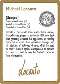 1996 Michael Loconto Biography Card [World Championship Decks] | Silver Goblin