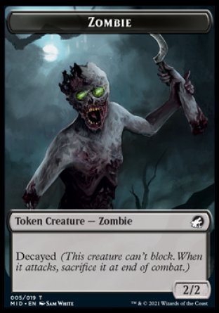 Zombie (005) // Clue Double-Sided Token [Innistrad: Midnight Hunt Tokens] | Silver Goblin