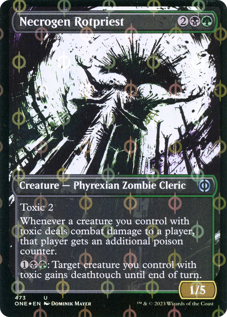 Necrogen Rotpriest (Borderless Ichor Step-and-Compleat Foil) [Phyrexia: All Will Be One] | Silver Goblin