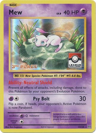 Mew (53/108) (League Promo 3rd Place) [XY: Evolutions] | Silver Goblin