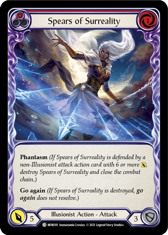 Spears of Surreality (Red) [MON101-RF] (Monarch)  1st Edition Rainbow Foil | Silver Goblin