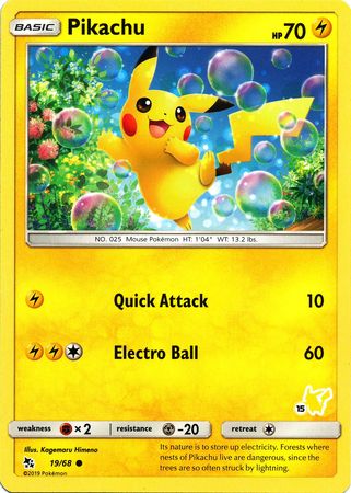 Pikachu (19/68) (Pikachu Stamp #15) [Battle Academy 2020] | Silver Goblin
