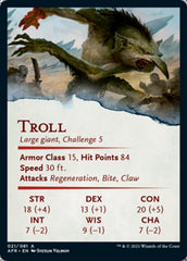 Troll Art Card (Gold-Stamped Signature) [Dungeons & Dragons: Adventures in the Forgotten Realms Art Series] | Silver Goblin