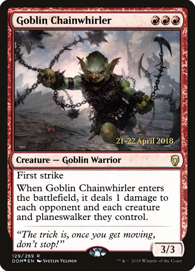 Goblin Chainwhirler [Dominaria Prerelease Promos] | Silver Goblin