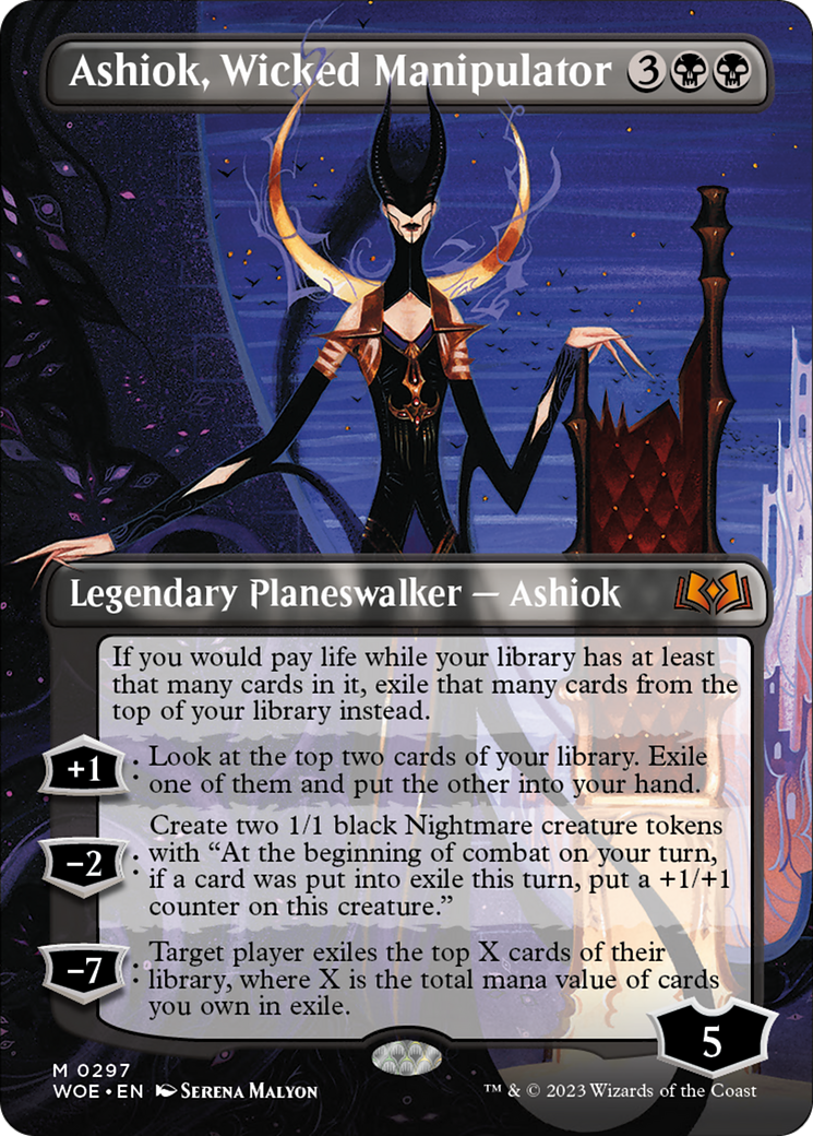 Ashiok, Wicked Manipulator (Borderless Alternate Art) [Wilds of Eldraine] | Silver Goblin