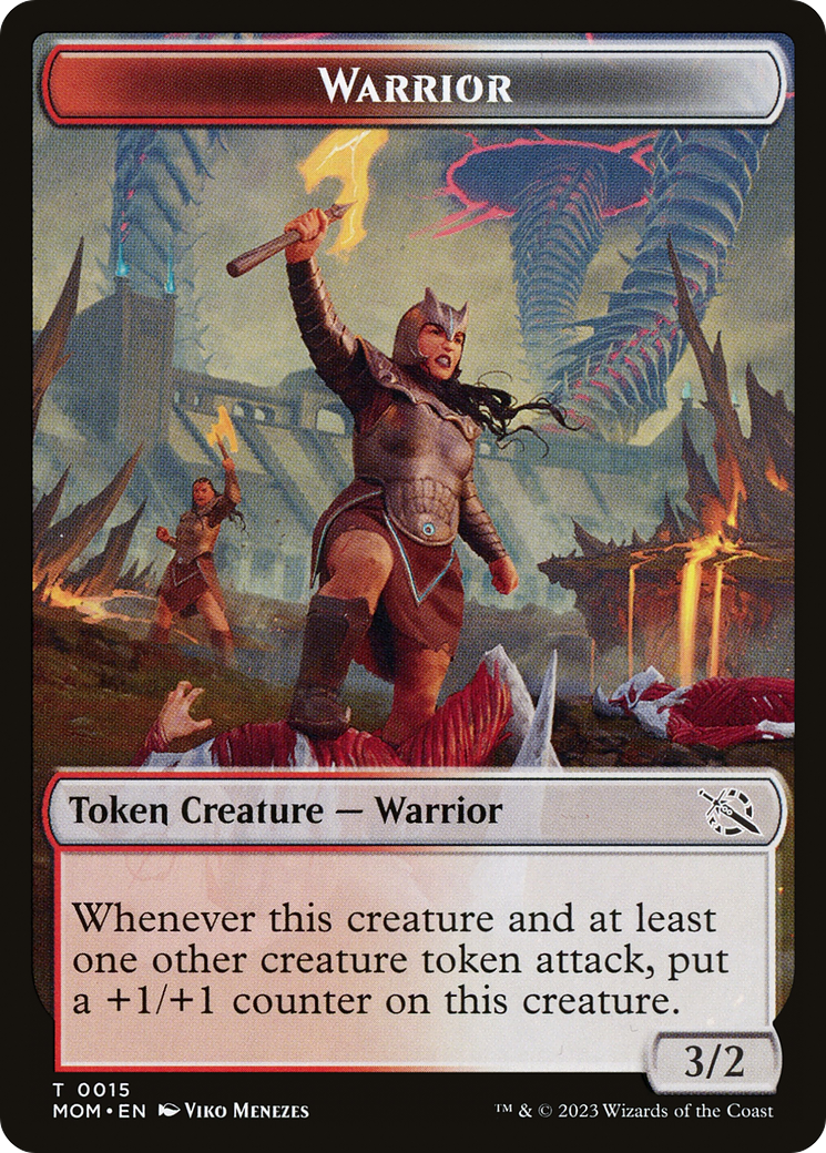 Warrior // Wrenn and Realmbreaker Emblem Double-Sided Token [March of the Machine Tokens] | Silver Goblin