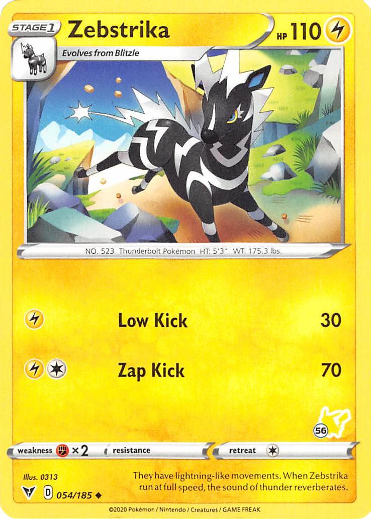 Zebstrika (054/185) (Pikachu Stamp #56) [Battle Academy 2022] | Silver Goblin