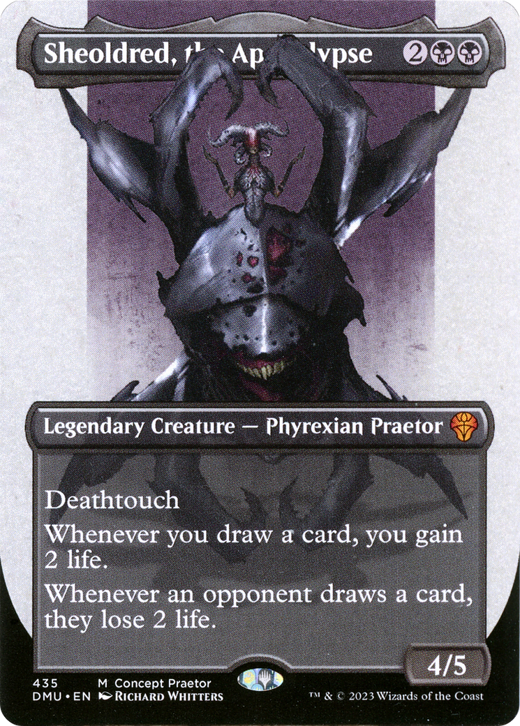 Sheoldred, the Apocalypse (Borderless Concept Praetors) [Phyrexia: All Will Be One] | Silver Goblin