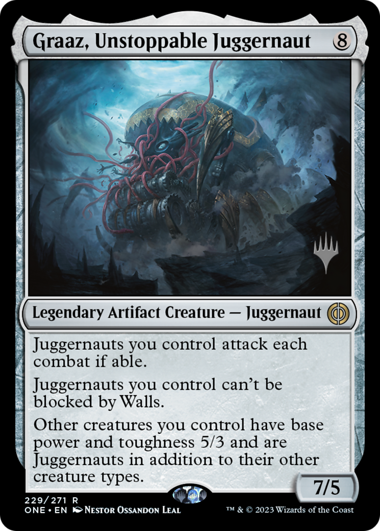 Graaz, Unstoppable Juggernaut (Promo Pack) [Phyrexia: All Will Be One Promos] | Silver Goblin