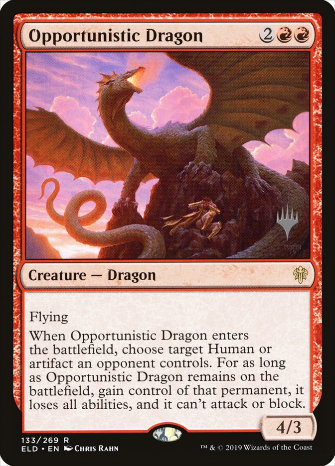 Opportunistic Dragon (Promo Pack) [Throne of Eldraine Promos] | Silver Goblin