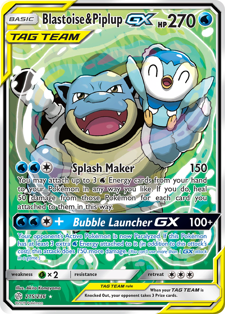 Blastoise & Piplup GX (215/236) [Sun & Moon: Cosmic Eclipse] | Silver Goblin