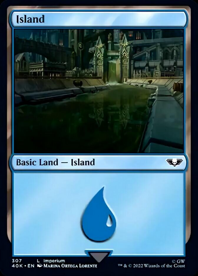 Island (307) (Surge Foil) [Warhammer 40,000] | Silver Goblin