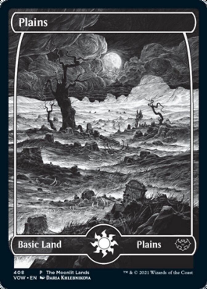 Plains (The Moonlit Lands) (Foil Etched) [Innistrad: Crimson Vow Promos] | Silver Goblin