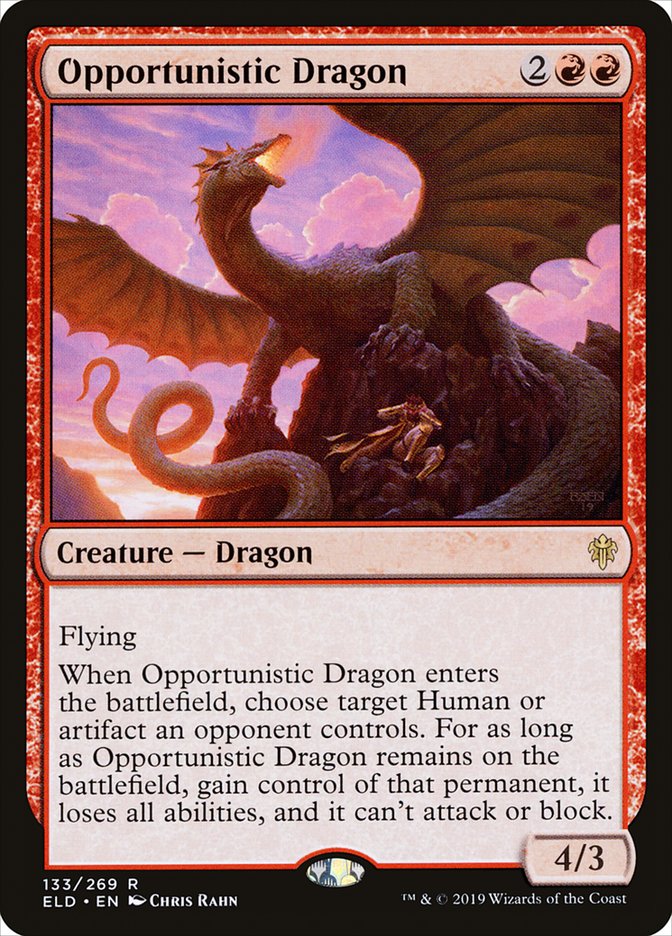 Opportunistic Dragon [Throne of Eldraine] | Silver Goblin