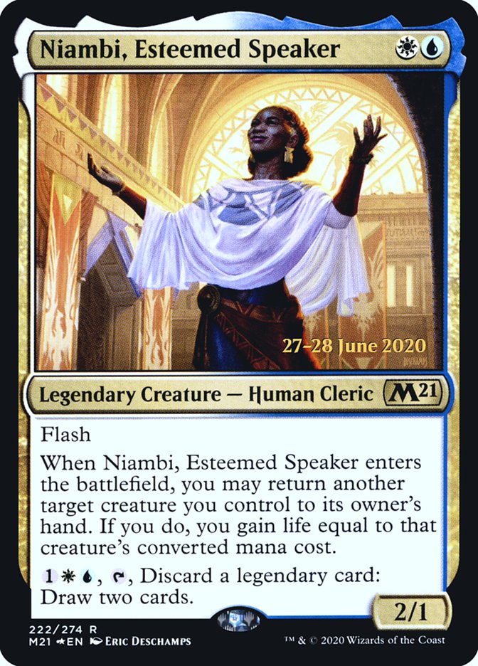 Niambi, Esteemed Speaker [Core Set 2021 Prerelease Promos] | Silver Goblin