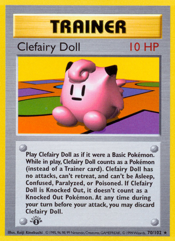 Clefairy Doll (70/102) (Shadowless) [Base Set 1st Edition] | Silver Goblin