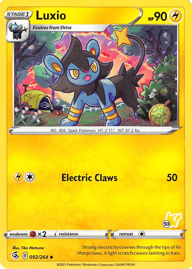 Luxio (092/264) (Pikachu Stamp #53) [Battle Academy 2022] | Silver Goblin