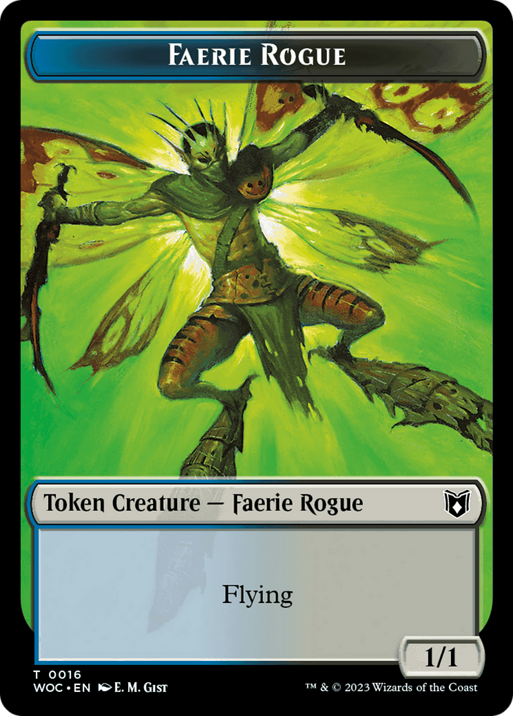 Faerie Rogue // Faerie (0016) Double-Sided Token [Wilds of Eldraine Commander Tokens] | Silver Goblin