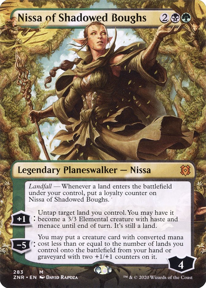 Nissa of Shadowed Boughs (Borderless) [Zendikar Rising] | Silver Goblin