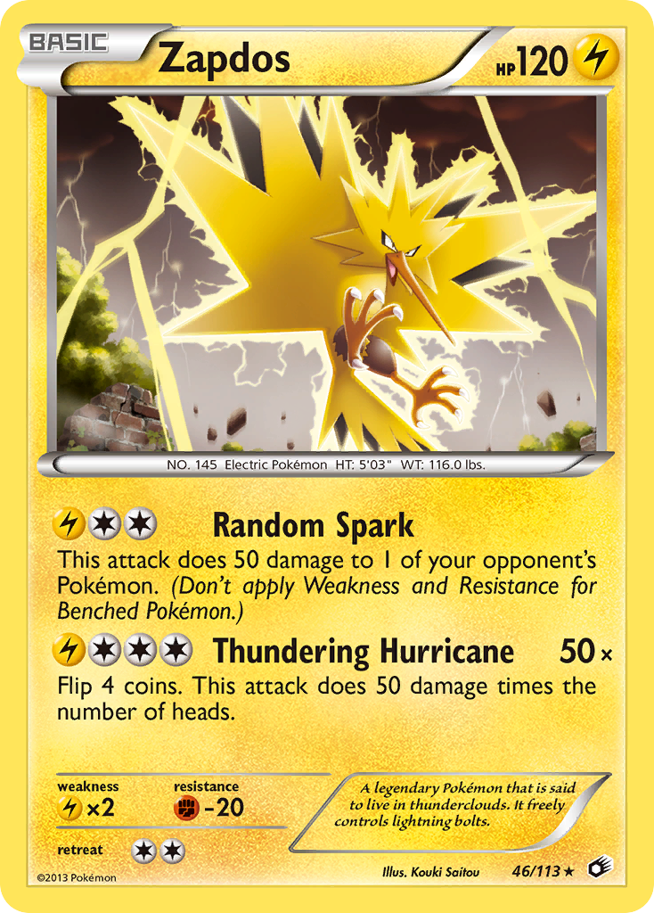 Zapdos (46/113) (Theme Deck Exclusive) [Black & White: Legendary Treasures] | Silver Goblin