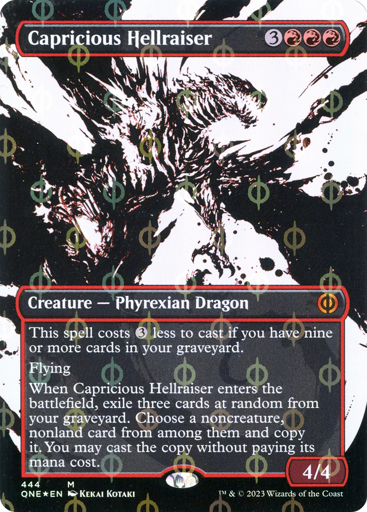 Capricious Hellraiser (Borderless Ichor Step-and-Compleat Foil) [Phyrexia: All Will Be One] | Silver Goblin