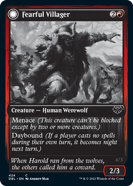Fearful Villager // Fearsome Werewolf [Innistrad: Double Feature] | Silver Goblin
