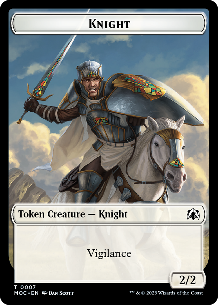 Knight (7) // Spirit (14) Double-Sided Token [March of the Machine Commander Tokens] | Silver Goblin