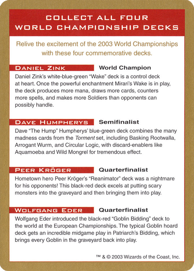 2003 World Championships Ad [World Championship Decks 2003] | Silver Goblin