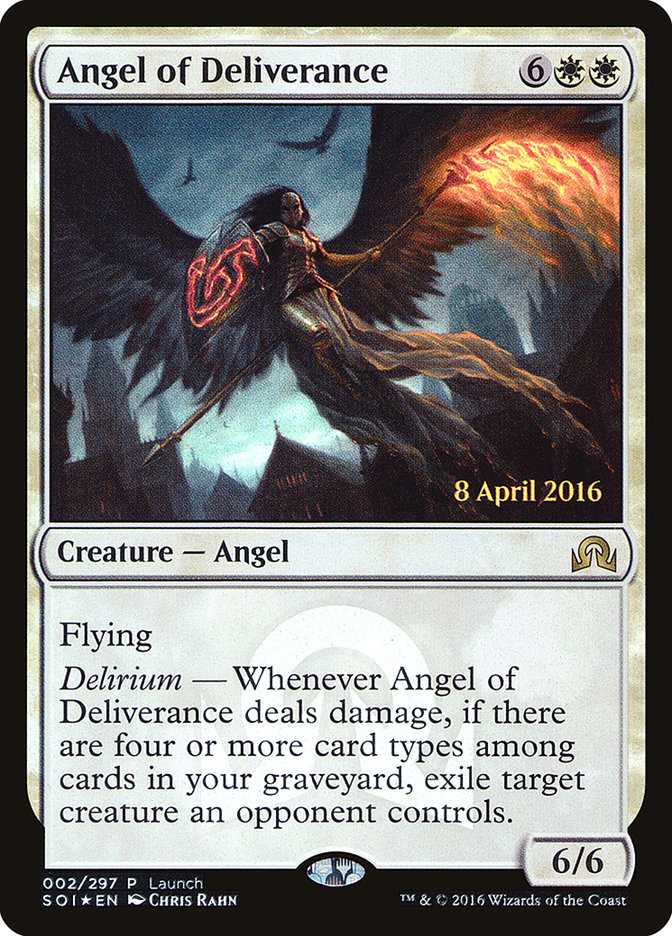 Angel of Deliverance (Launch) [Shadows over Innistrad Promos] | Silver Goblin