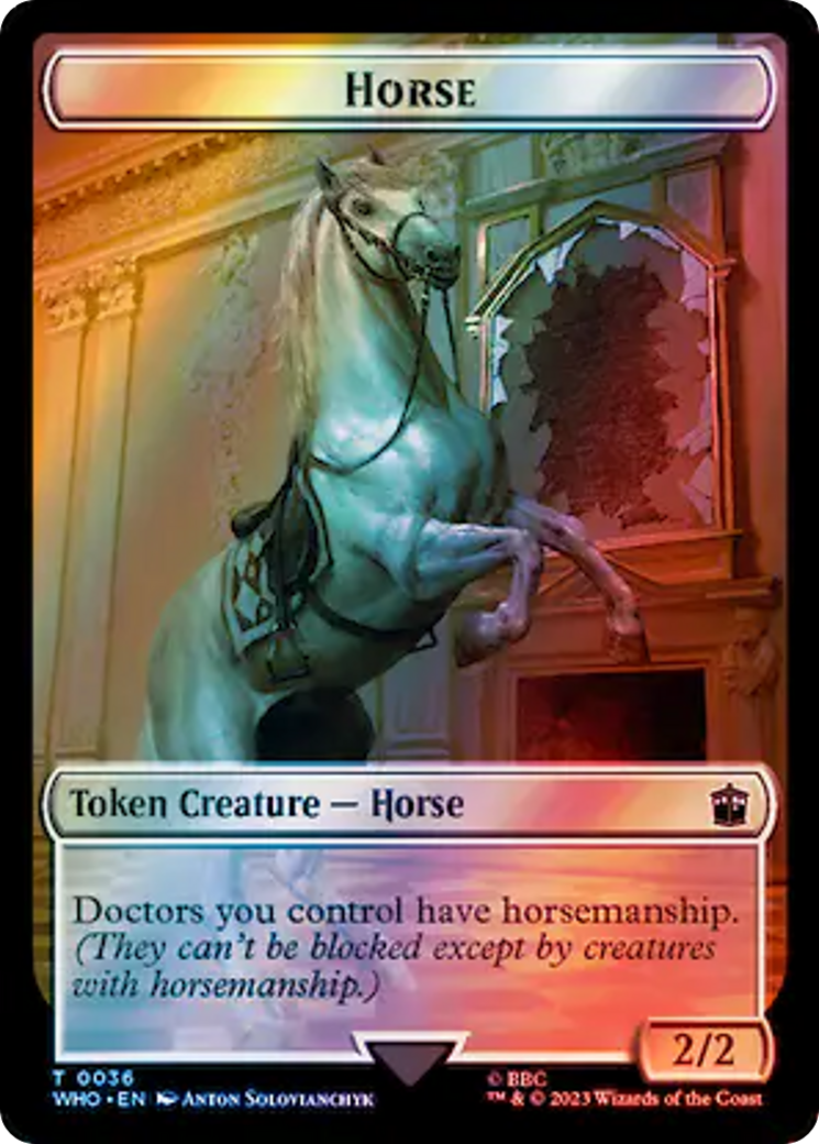 Horse // Clue (0053) Double-Sided Token (Surge Foil) [Doctor Who Tokens] | Silver Goblin
