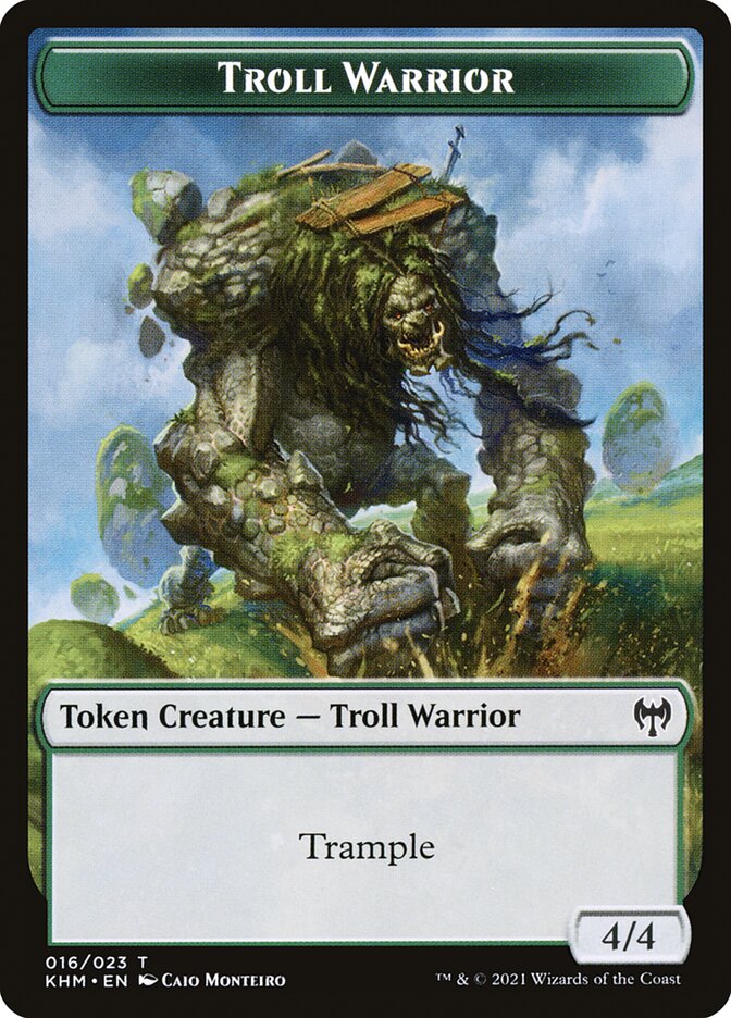 Human Warrior // Troll Warrior Double-Sided Token [Kaldheim Tokens] | Silver Goblin