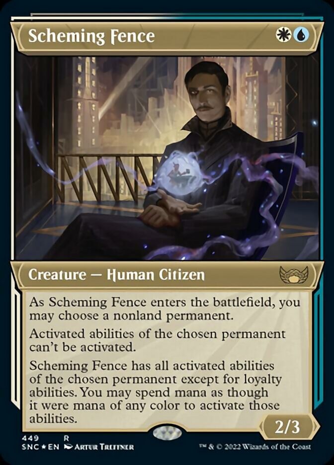 Scheming Fence (Showcase Art Deco Foil Etched) [Streets of New Capenna] | Silver Goblin