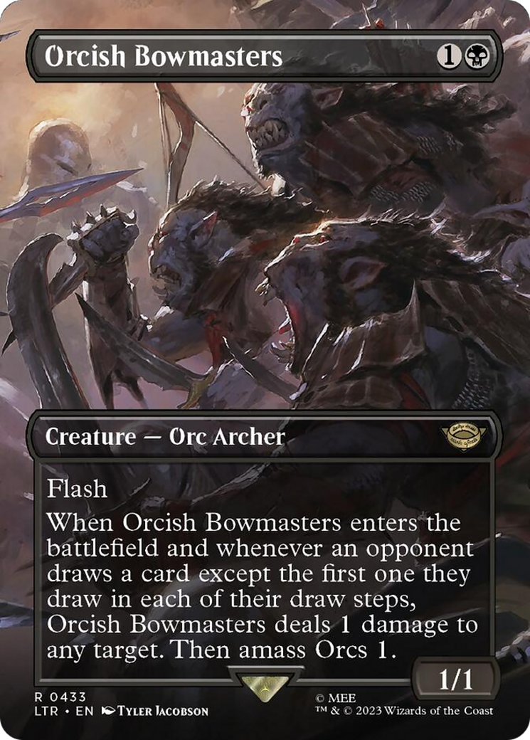 Orcish Bowmasters (Borderless Alternate Art) [The Lord of the Rings: Tales of Middle-Earth] | Silver Goblin