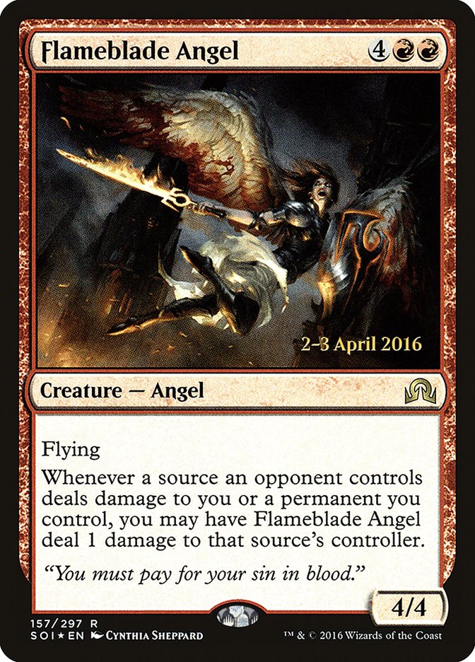 Flameblade Angel [Shadows over Innistrad Prerelease Promos] | Silver Goblin
