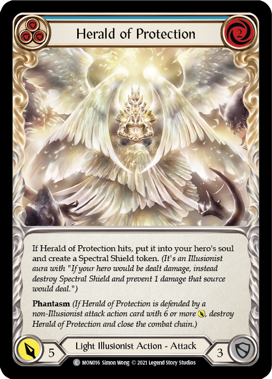 Herald of Protection (Blue) [MON016-RF] (Monarch)  1st Edition Rainbow Foil | Silver Goblin