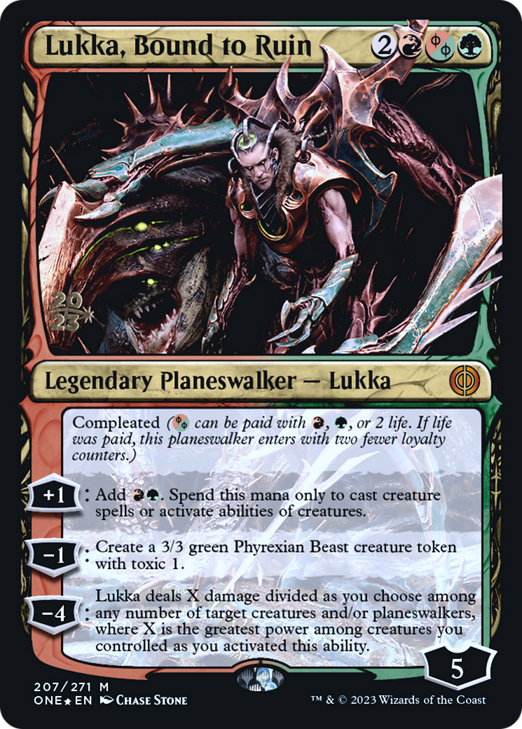 Lukka, Bound to Ruin [Phyrexia: All Will Be One Prerelease Promos] | Silver Goblin