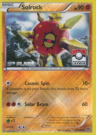 Solrock (64/146) (2nd Place League Challenge Promo) [XY: Base Set] | Silver Goblin