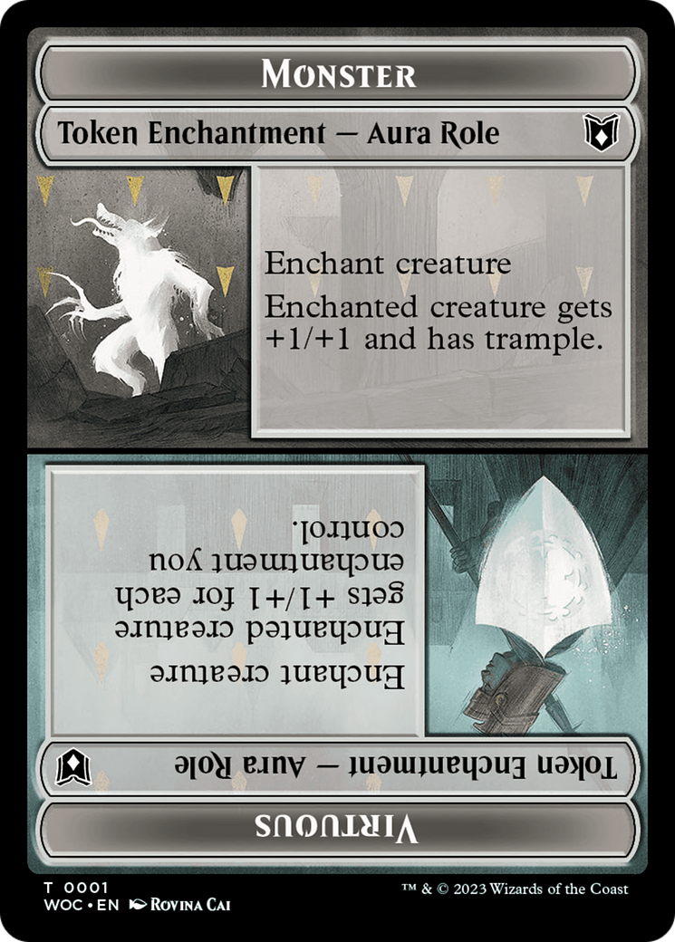 Copy // Monster Role / Virtuous Role Double-Sided Token [Wilds of Eldraine Commander Tokens] | Silver Goblin