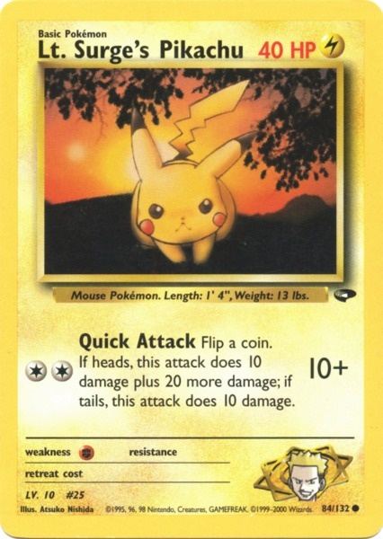 Lt. Surge's Pikachu (84/132) [Gym Challenge Unlimited] | Silver Goblin